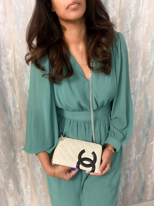 Authentic Chanel Quilted Cambon Ligne Organizer Crossbody