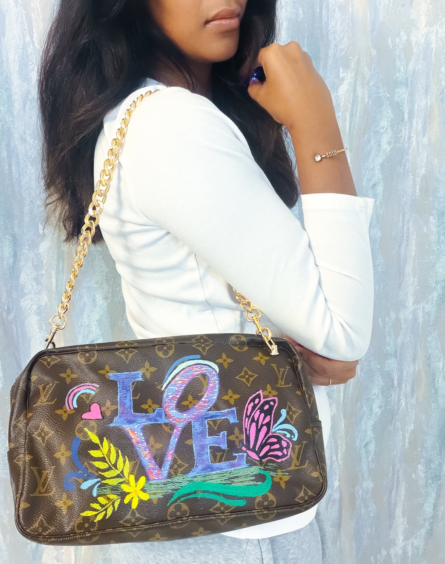 Authentic Louis Vuitton Monogram handpainted crossbody