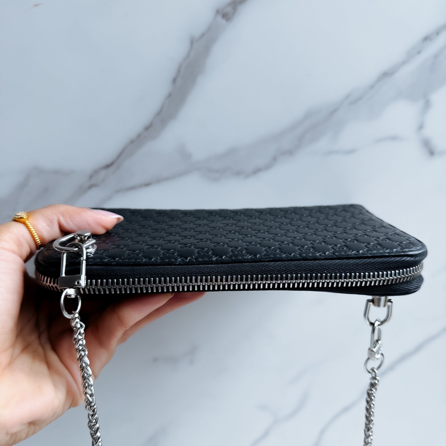 Gucci Guccissima Leather wallet on chain