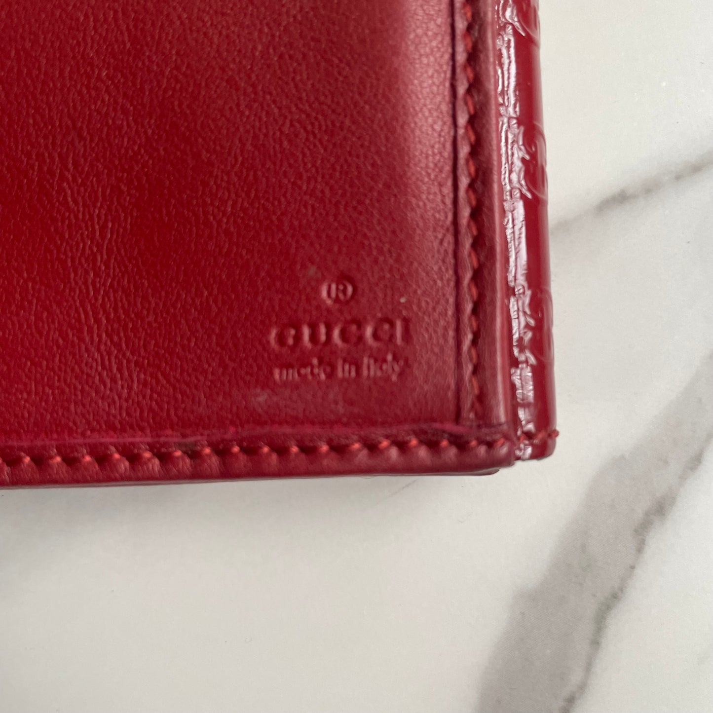 Gucci GG Patent leather wallet on chain