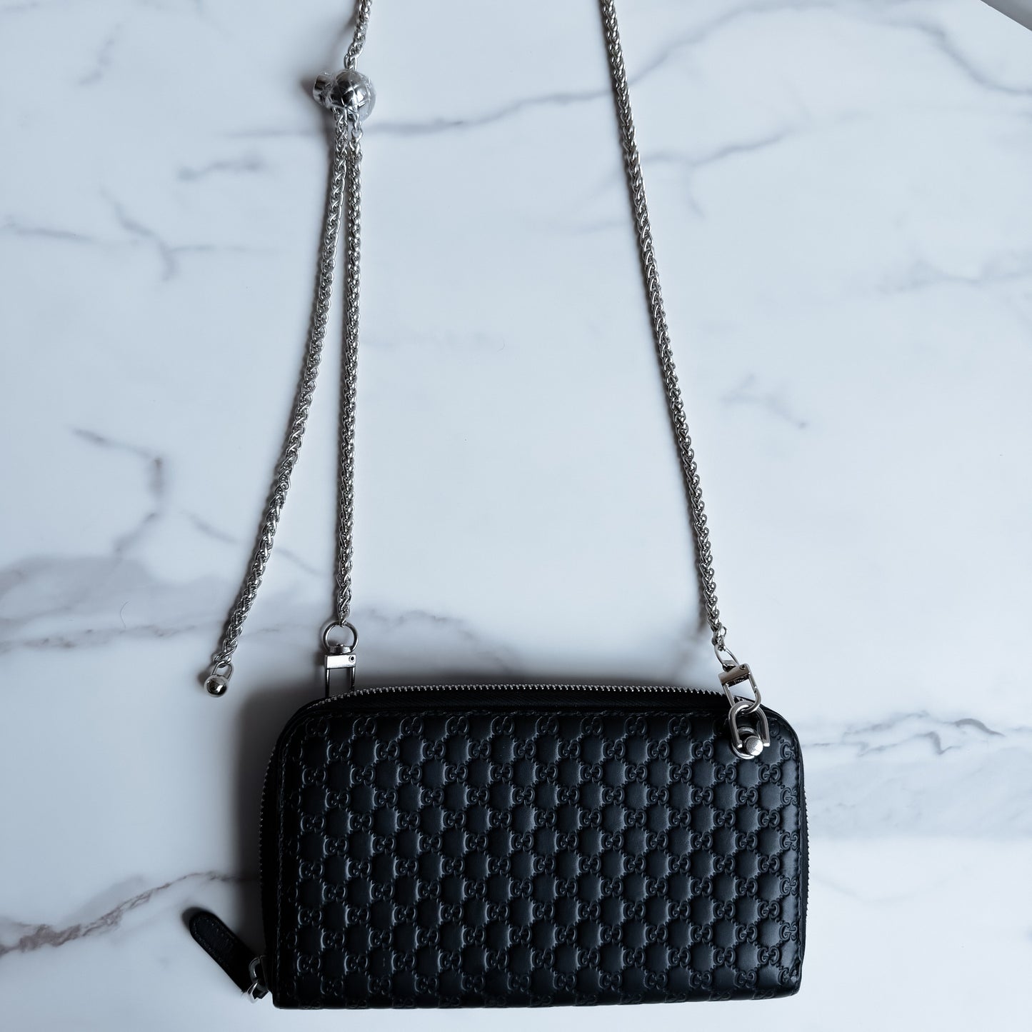 Gucci Guccissima Leather wallet on chain