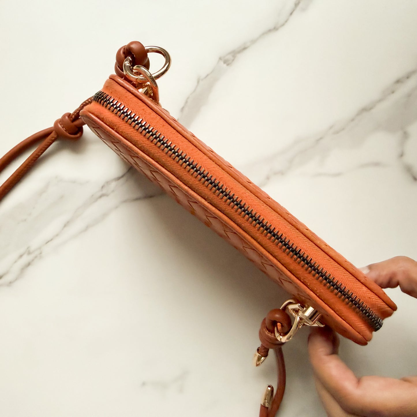 Authentic Bottega Venata Zipper wallet on chain