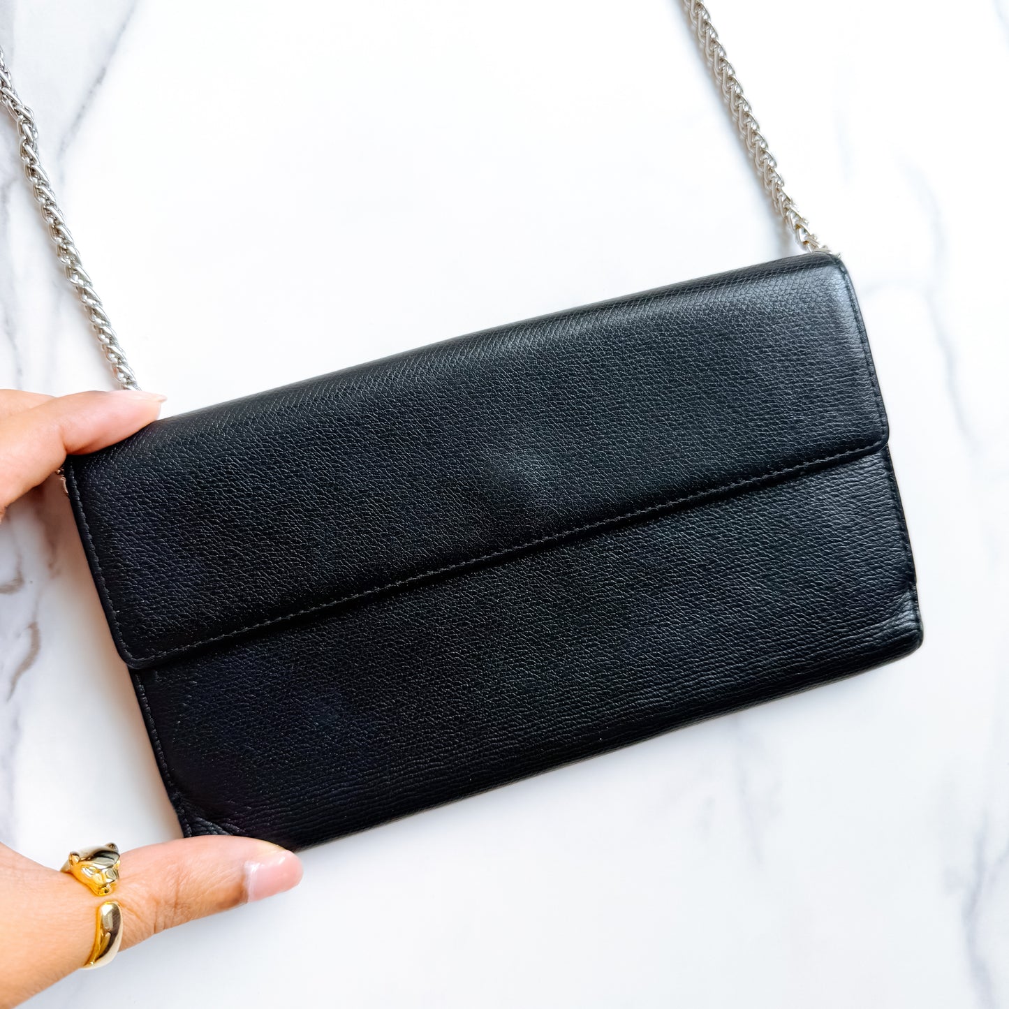 Authentic vintage Chanel Black Leather CC Button Continental Wallet