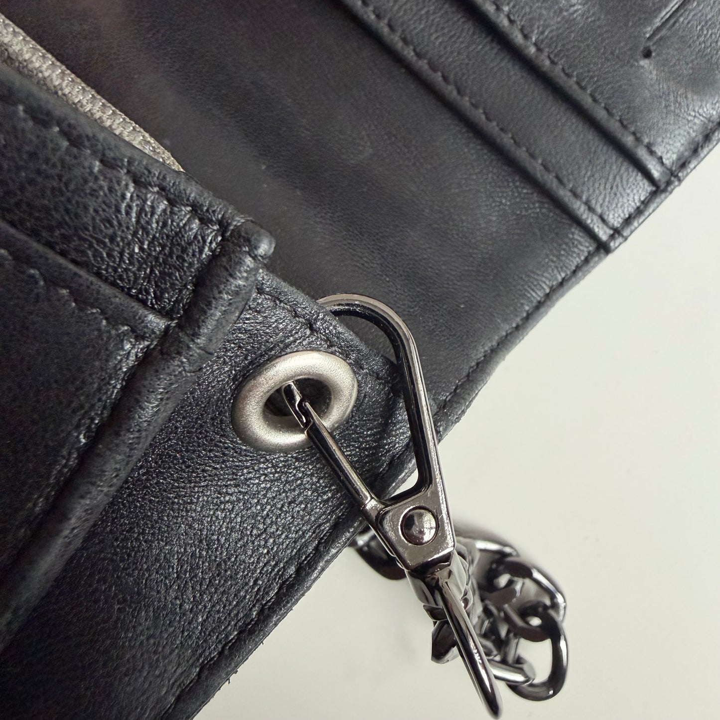 Authentic vintage Chanel Camellia Embossed Leather Wallet on chain