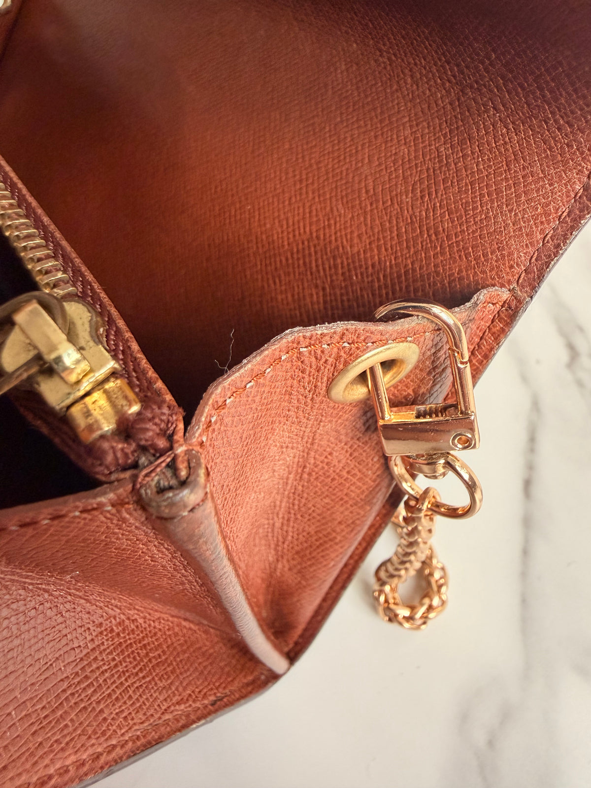 Louis Vuitton custom-painted wallet on chain