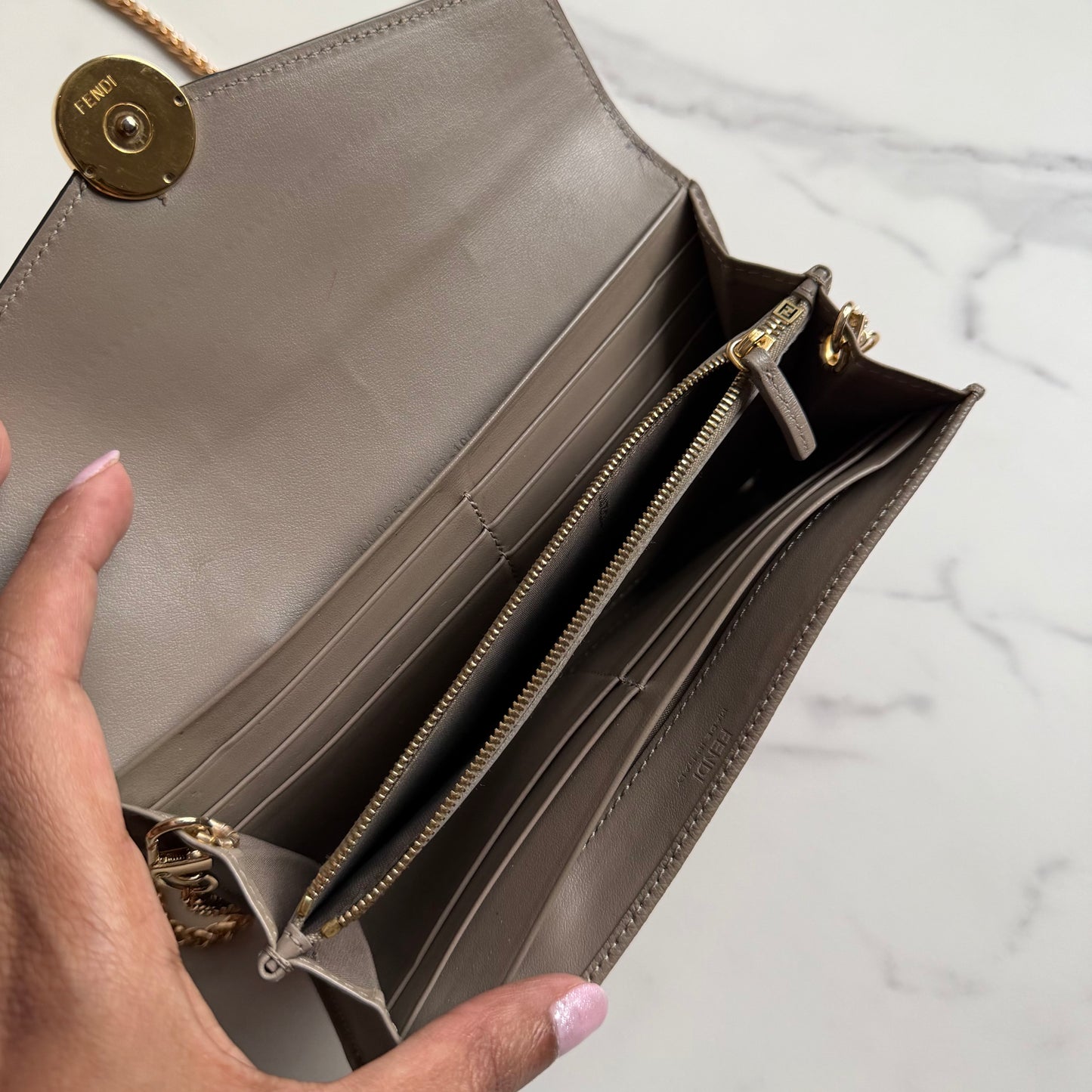 Authentic vintage Fendi leather Wallet on chain