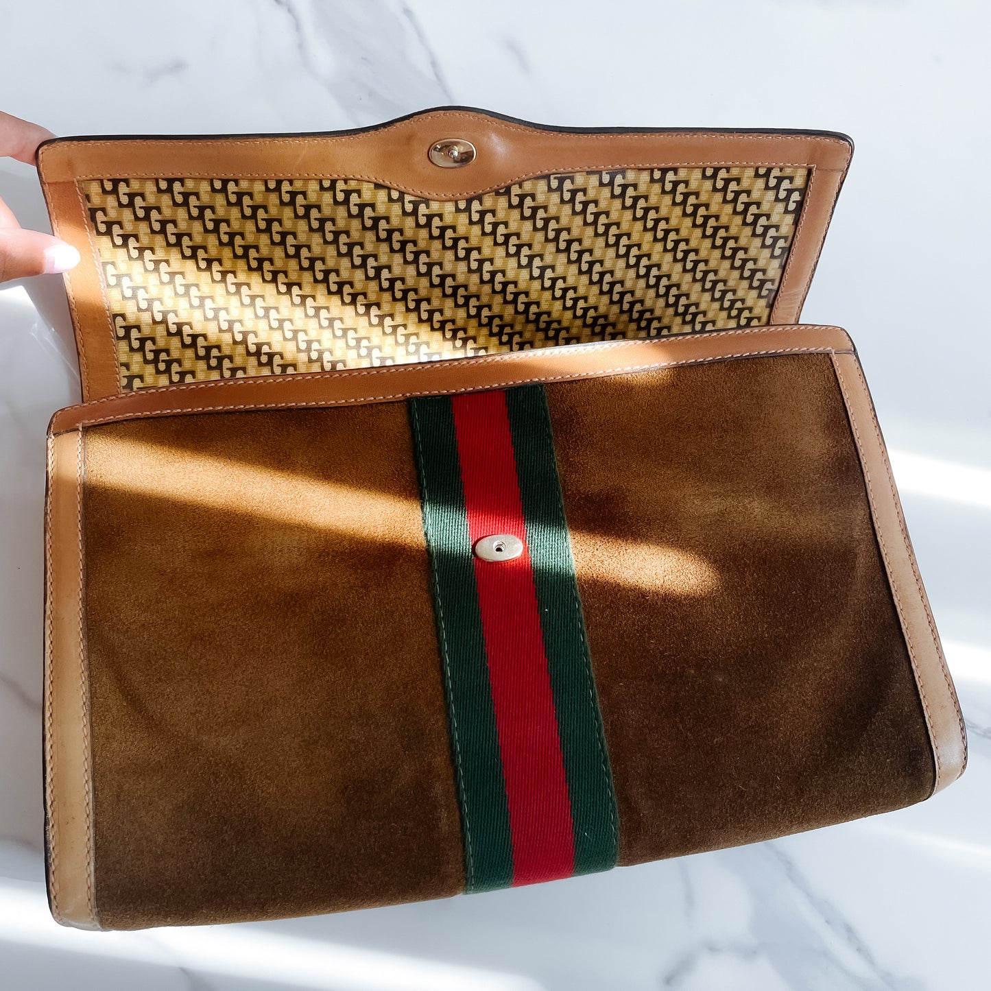 Authentic vintage Gucci suede handbag