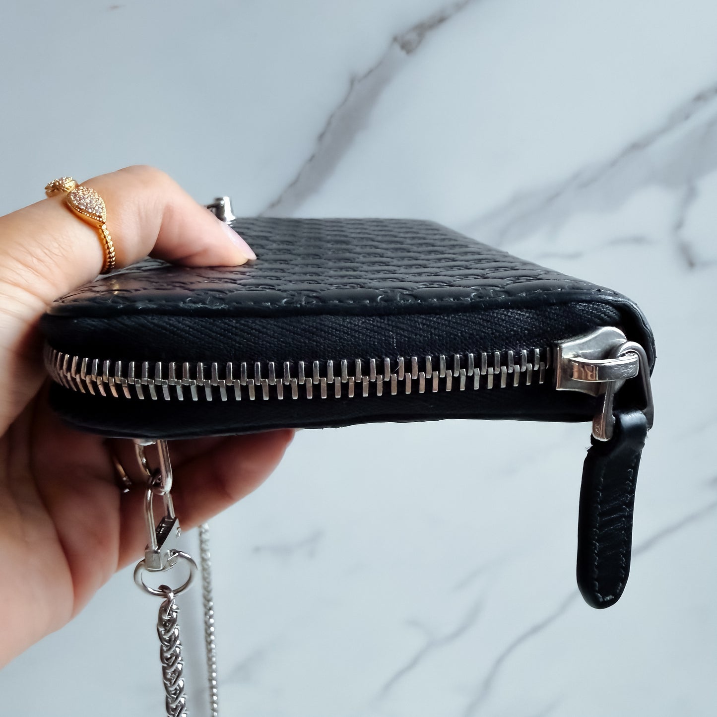 Gucci Guccissima Leather wallet on chain