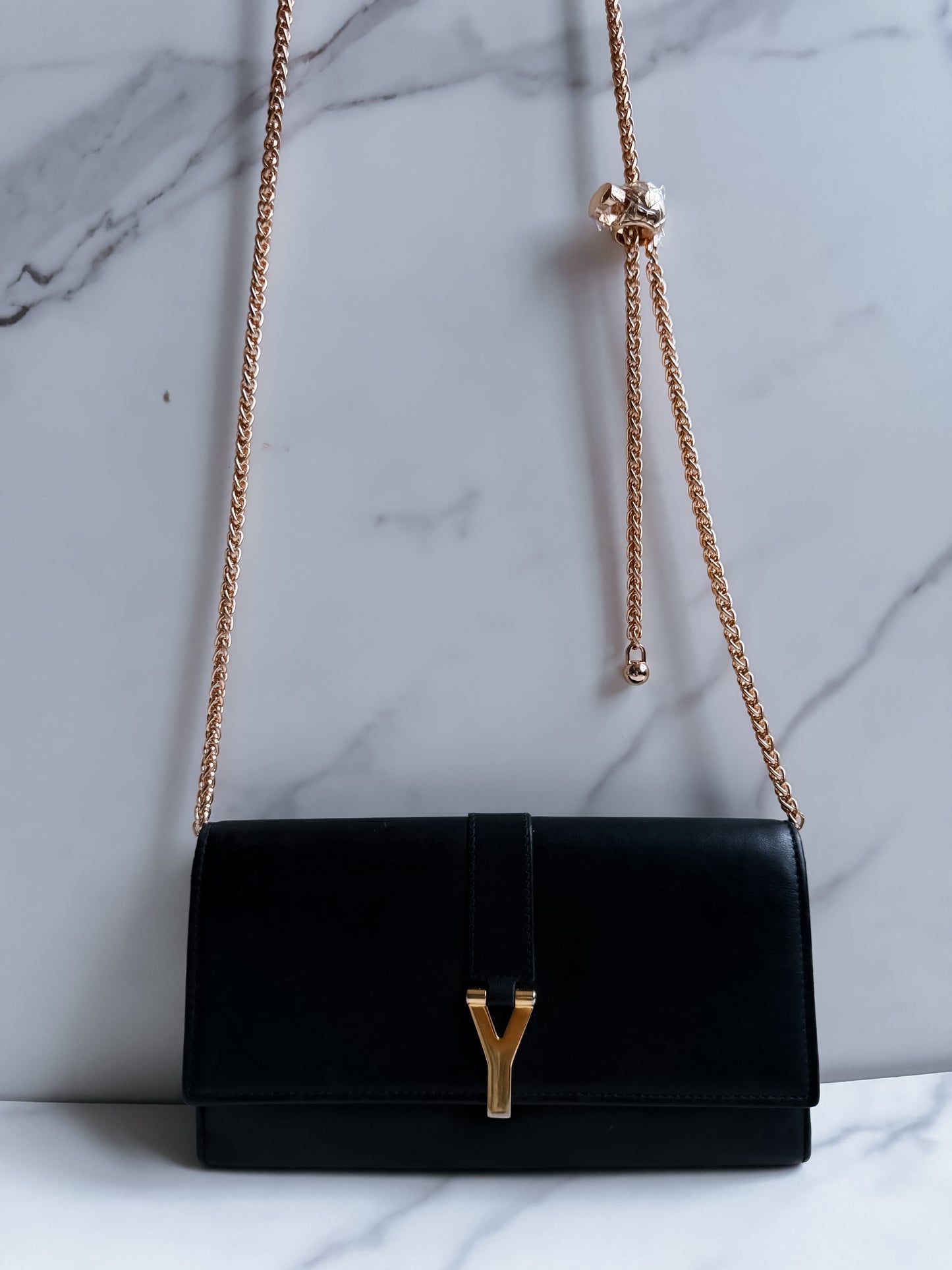 Authentic YSL Ligne Leather wallet on chain