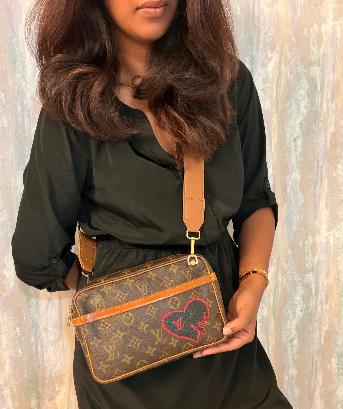 Louis Vuitton Brown Monogram Hand painted bag