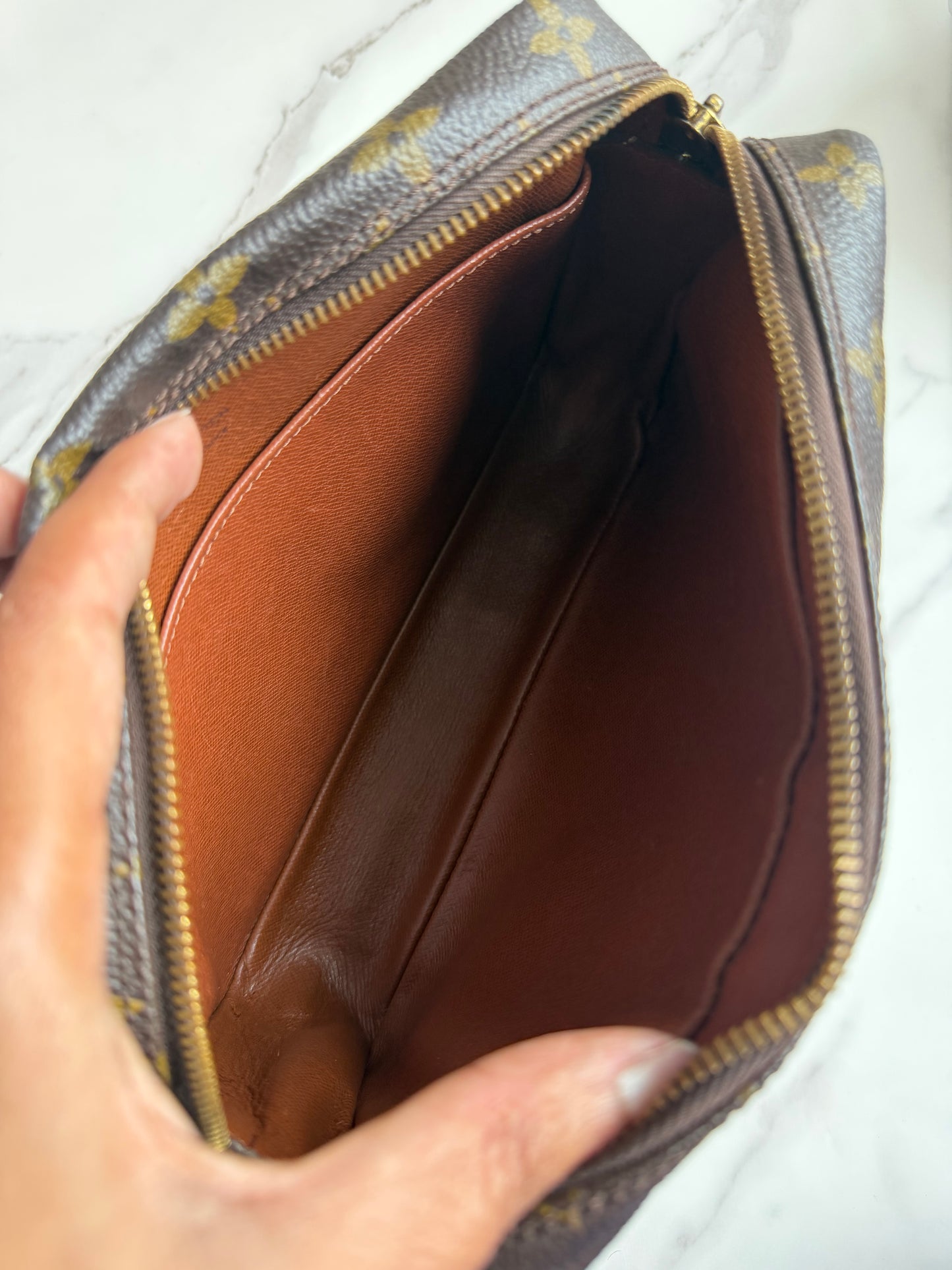 Louis Vuitton Brown Monogram Crossbody with Tan Strap