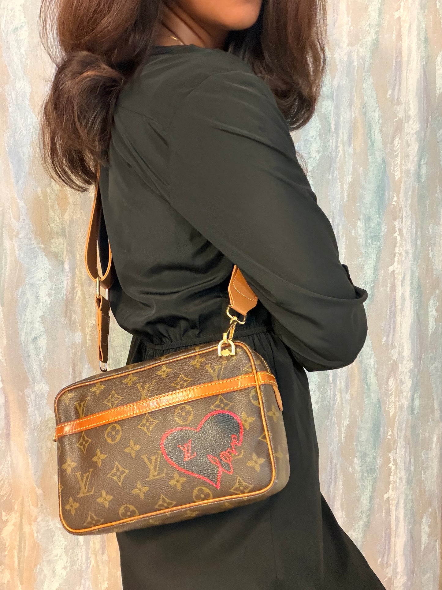 Louis Vuitton Brown Monogram Hand painted bag