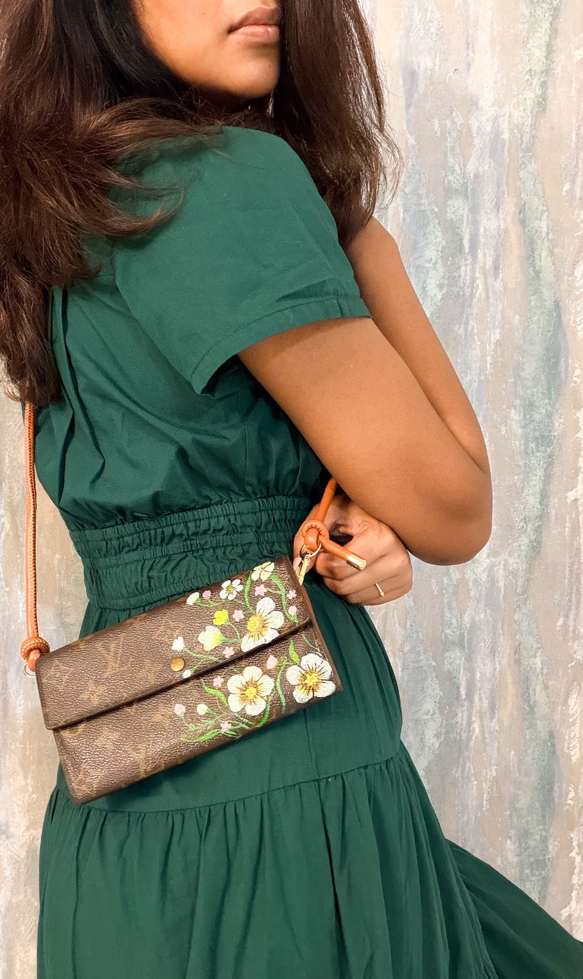 Authentic Louis Vuitton handpainted wallet on strap