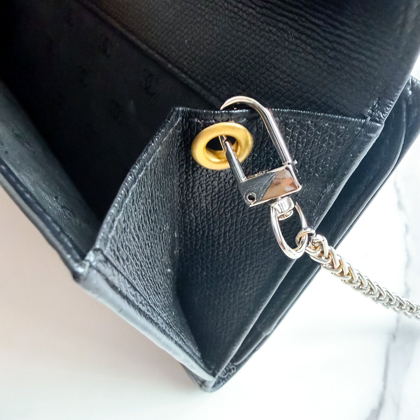 Authentic vintage Chanel Black Leather CC Button Continental Wallet