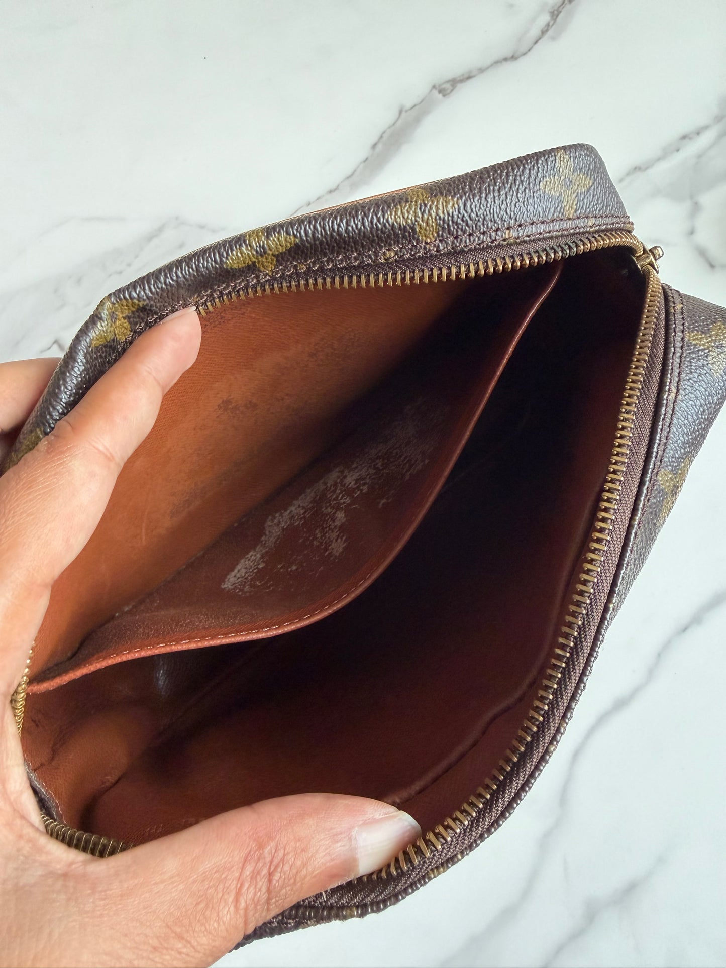 Louis Vuitton Brown Monogram Crossbody with Tan Strap