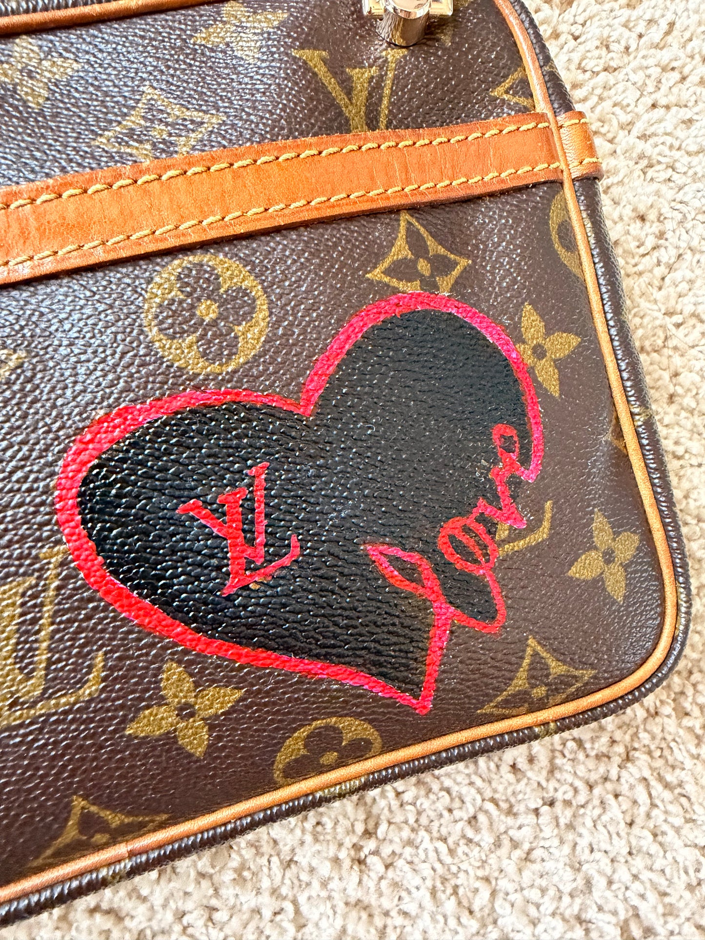 Louis Vuitton Brown Monogram Hand painted bag