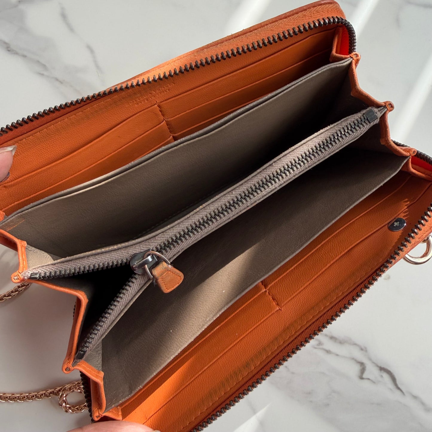 Authentic Bottega Venata Zipper wallet on chain