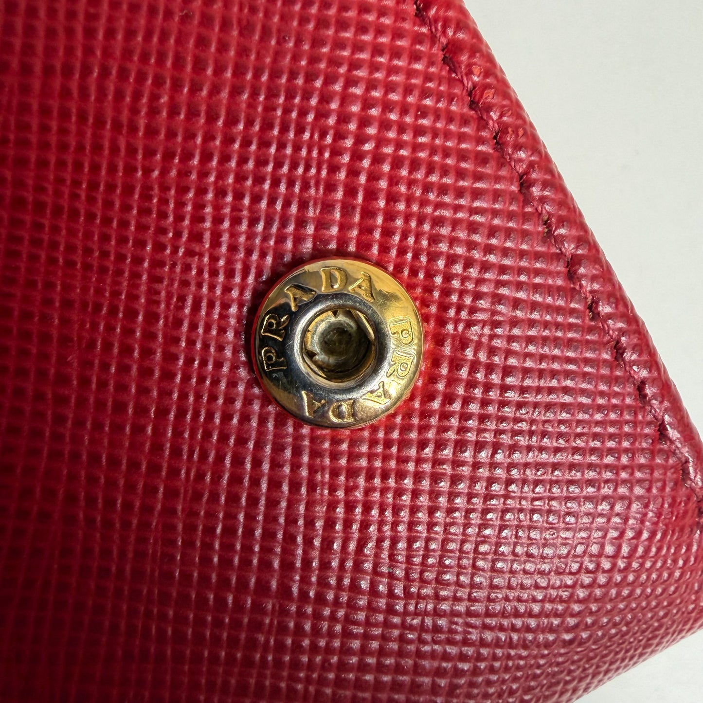 Authentic Prada Saffiano Red wallet on chain