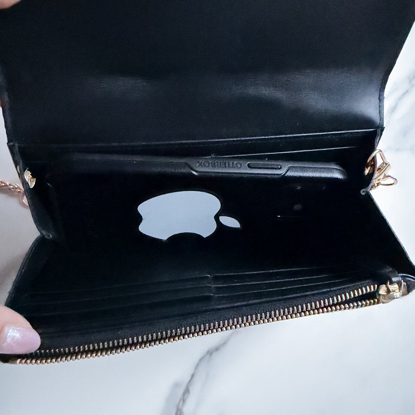 Authentic YSL Ligne Leather wallet on chain