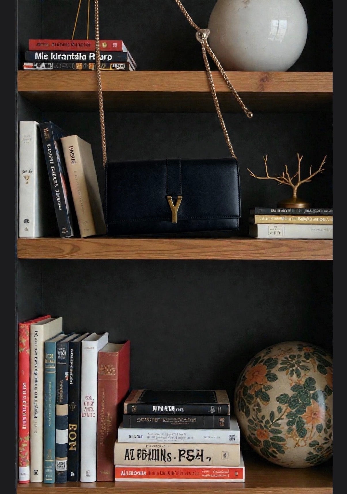 Authentic YSL Ligne Leather wallet on chain