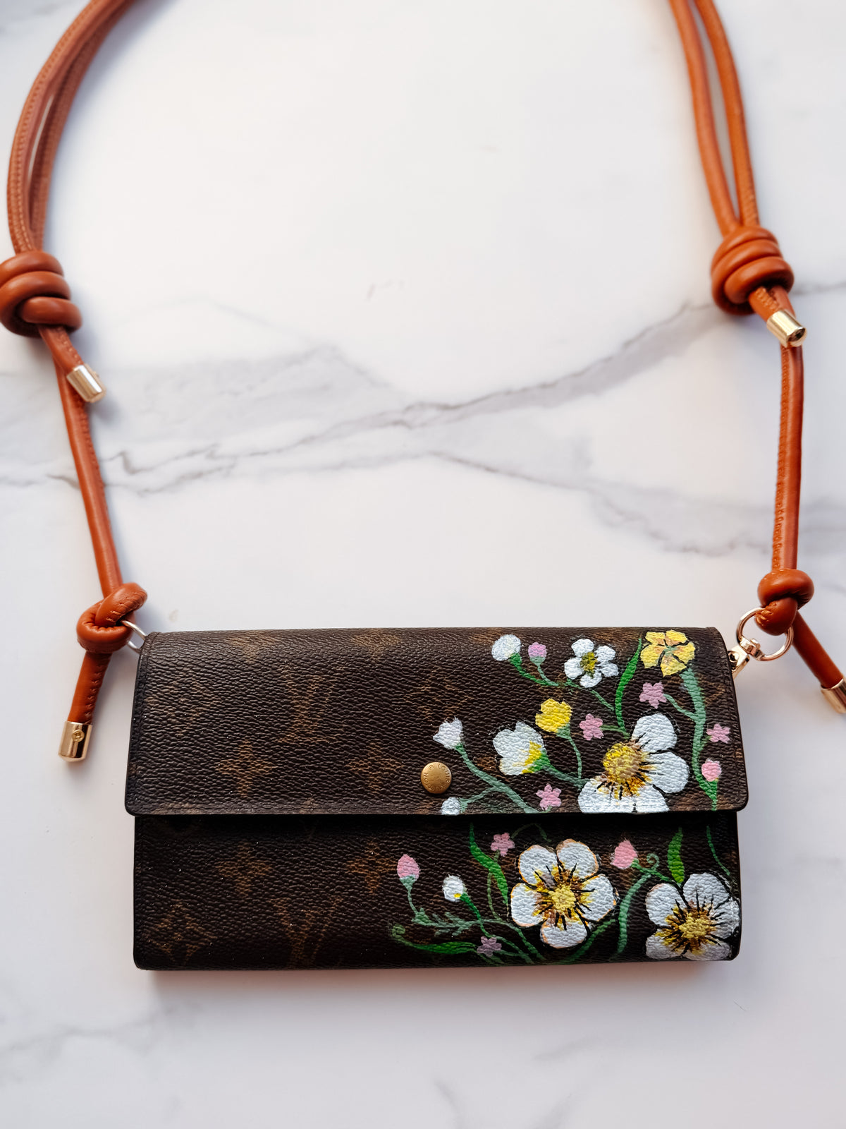 Authentic Louis Vuitton handpainted wallet on strap