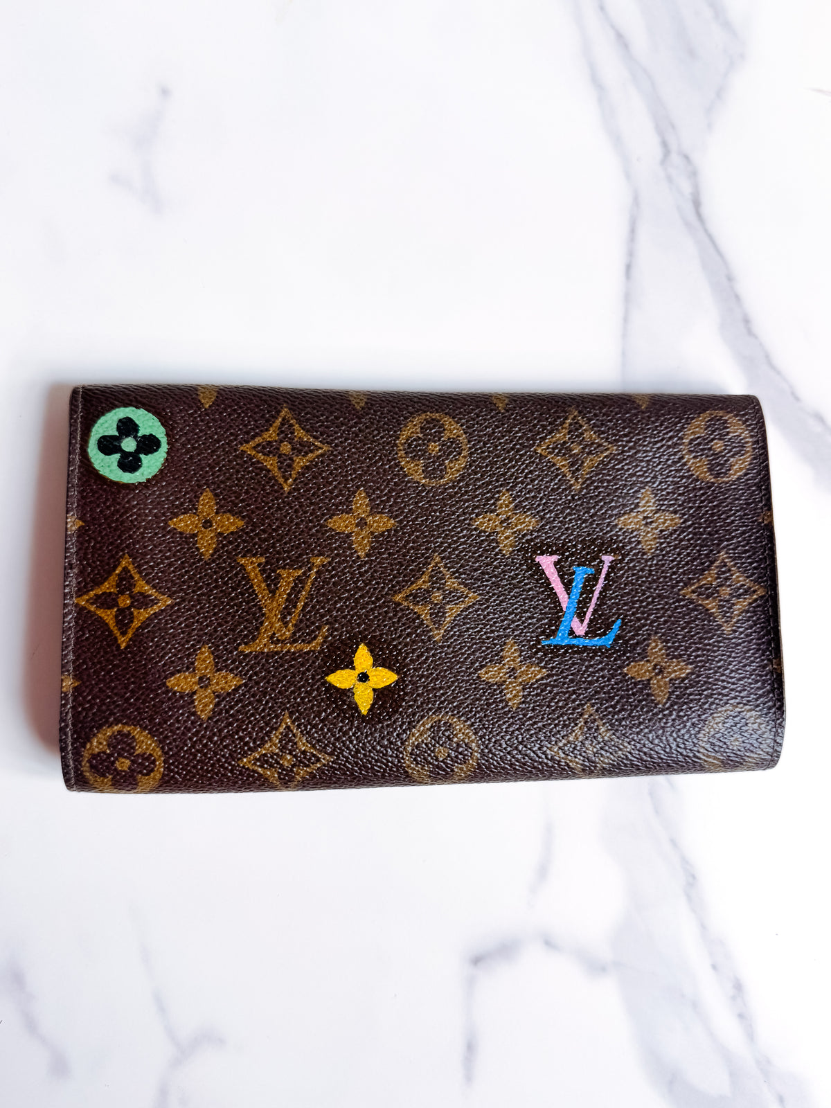 Louis Vuitton custom-painted wallet on chain
