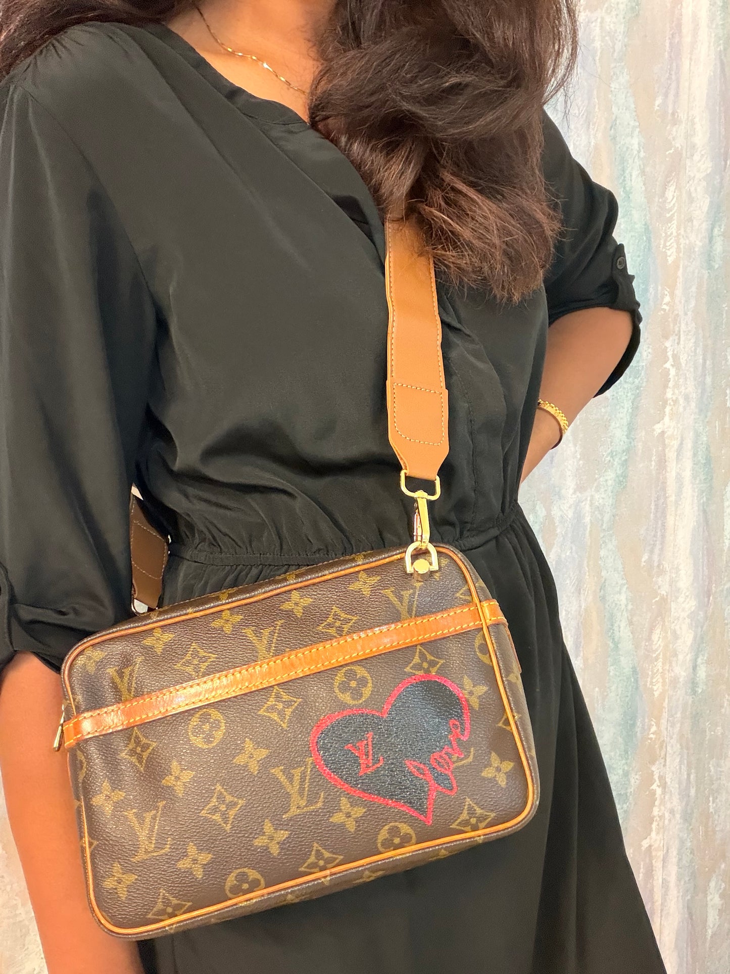 Louis Vuitton Brown Monogram Hand painted bag