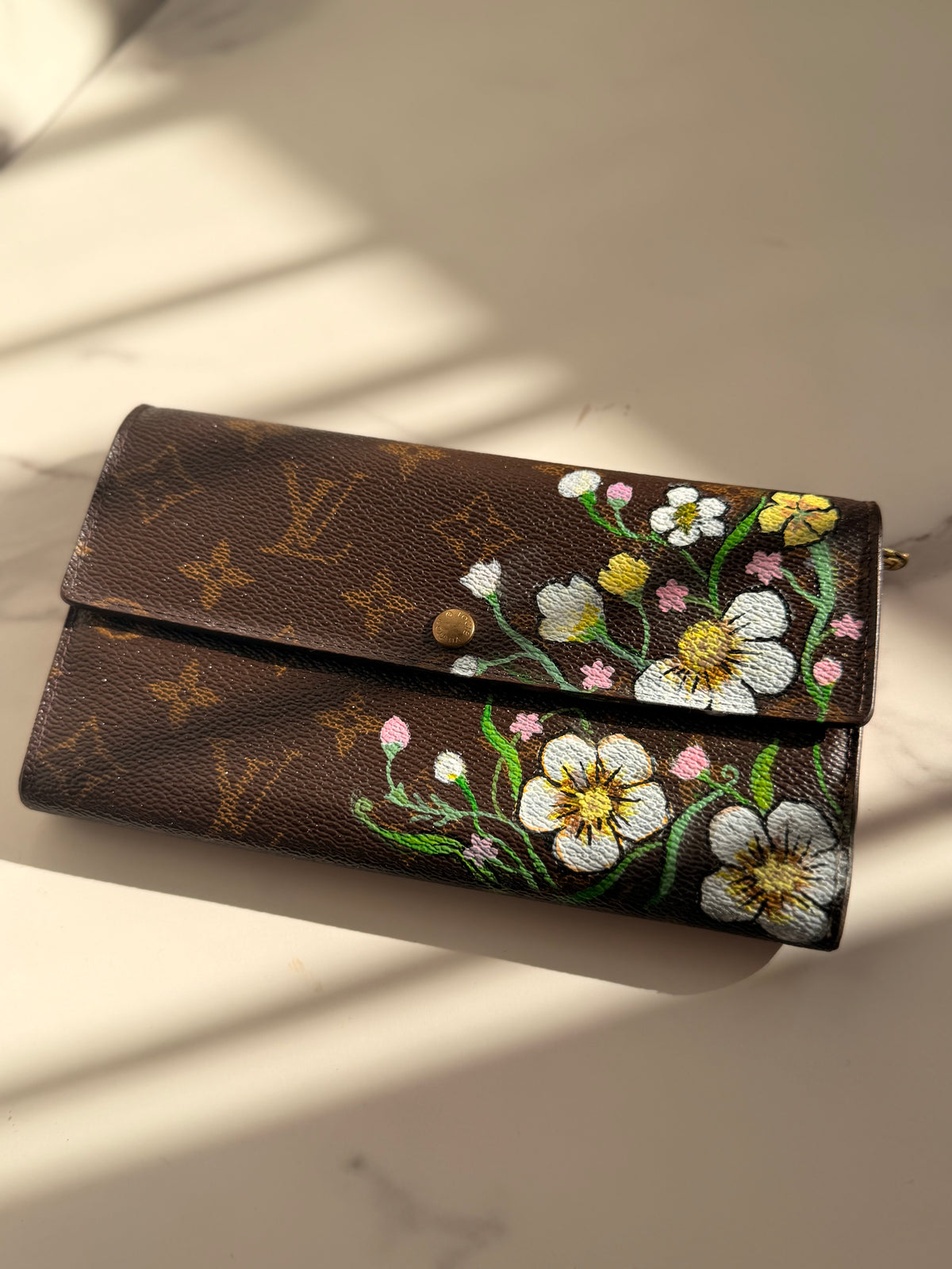 Authentic Louis Vuitton handpainted wallet on strap