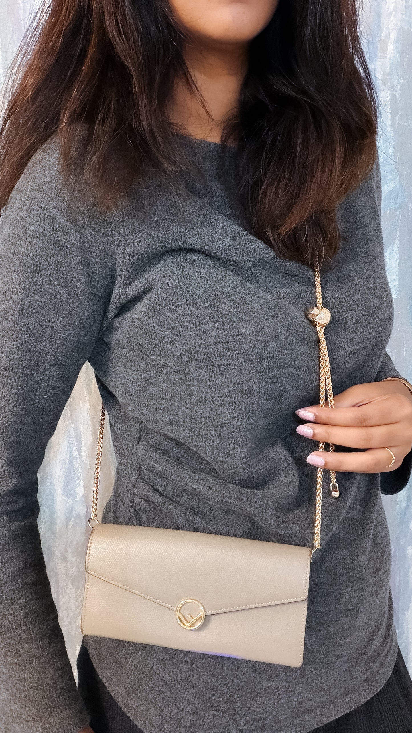 Authentic vintage Fendi leather Wallet on chain