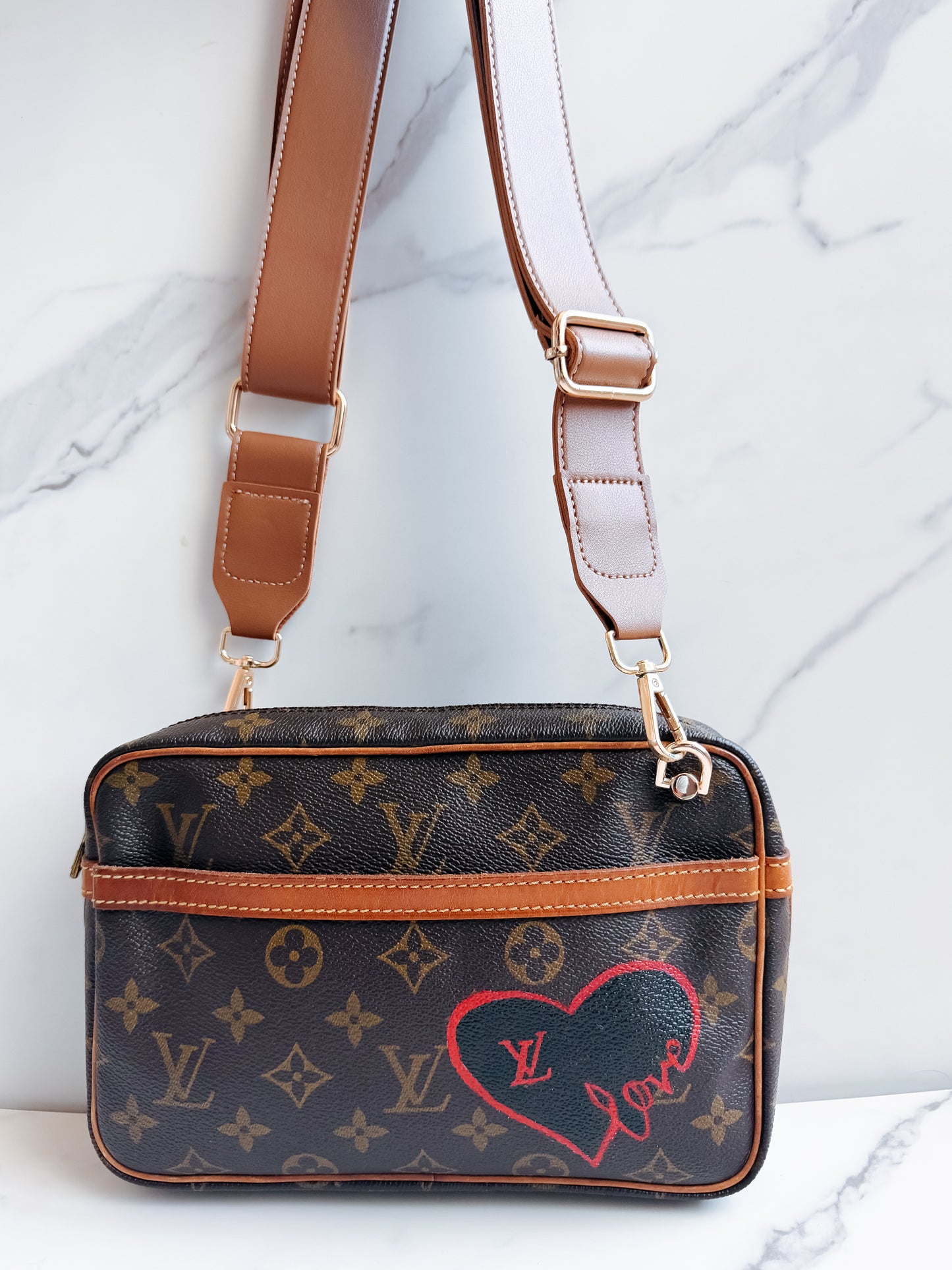 Louis Vuitton Brown Monogram Hand painted bag