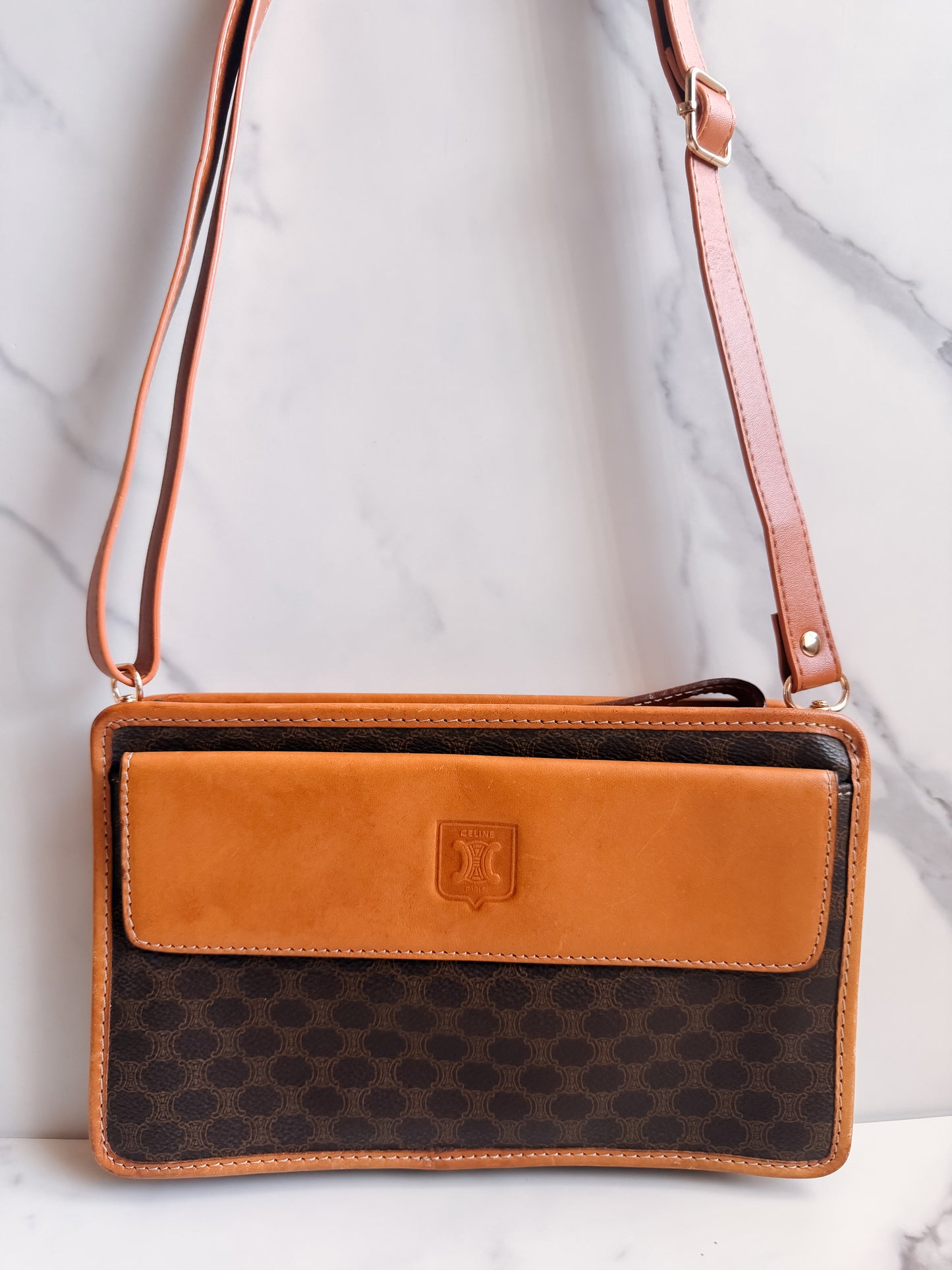 Celine Macadam clutch as crossbody