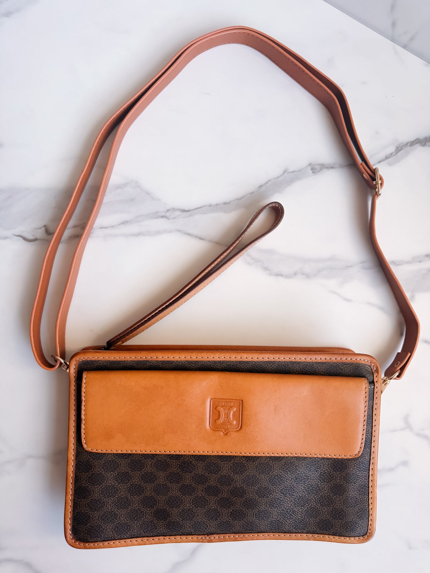 Celine Macadam clutch as crossbody
